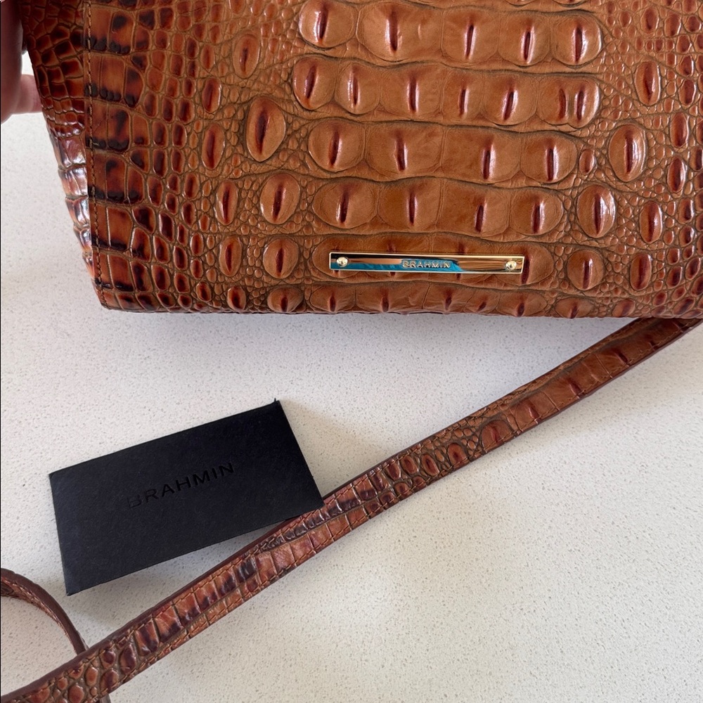Brahmin Embossed Leather Crossbody Bag - Picture 2 of 5